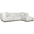 Modulares Ecksofa aus cremeweißem Polyester mit Hevea-Holzrahmen, modernes Lounge-Design, 279×171×72 cm.