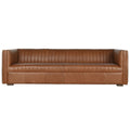 Ledersofa in Cognac mit vertikaler Steppung und moderner Form, 246,5×92×73 cm.