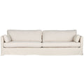 Beiges Sofa aus Leinen und Baumwolle mit zwei Kissen, 270×86×80 cm.