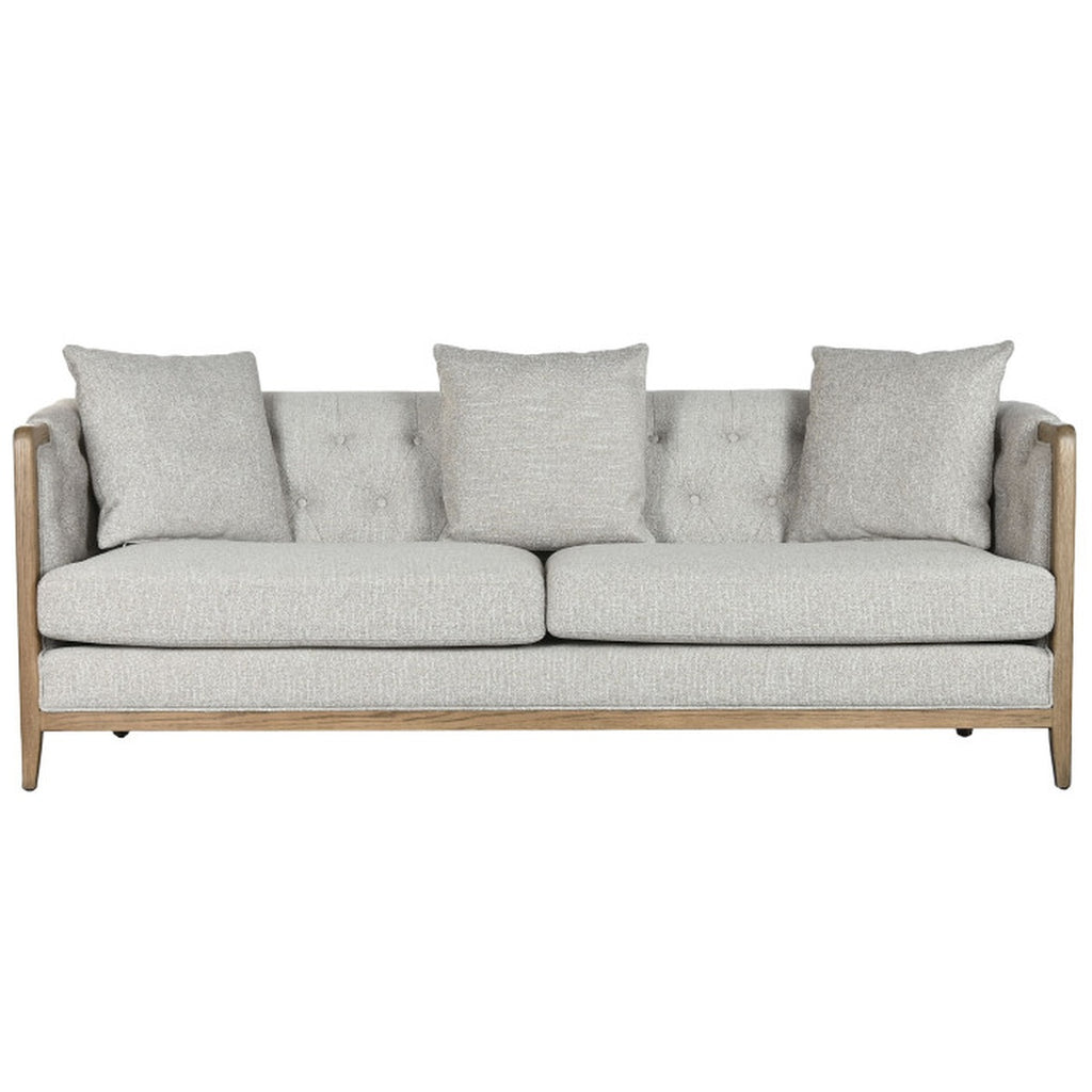 Sofa aus Eschenholz mit Polyesterbezug in Crudo, 207×84×76 cm, modernes Design.