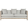 Sofa aus Eschenholz mit Polyesterbezug in Crudo, 207×84×76 cm, modernes Design.