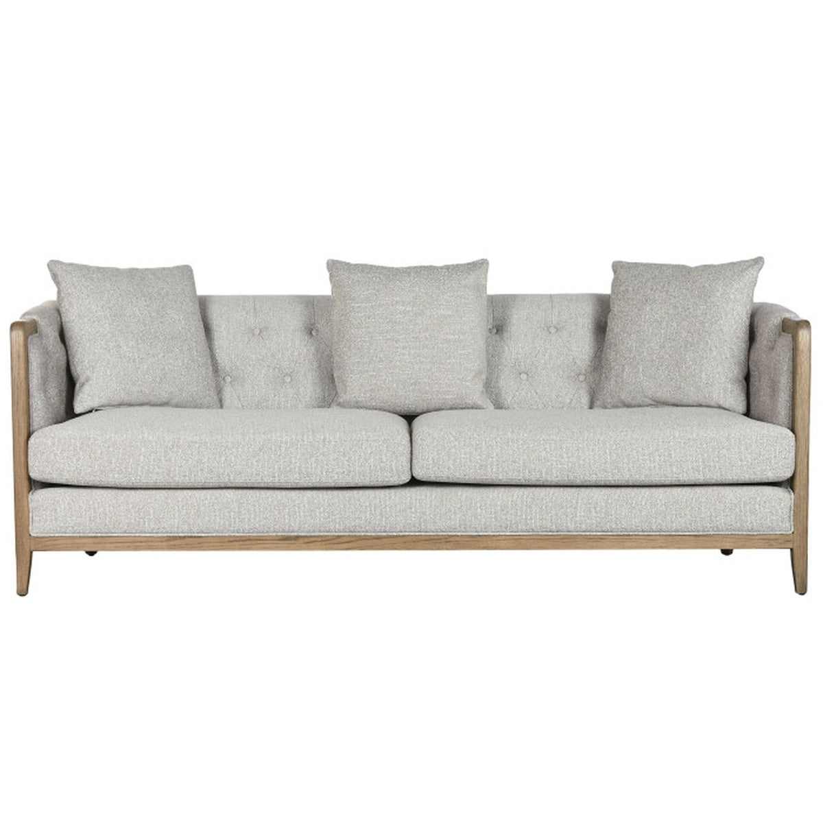Sofa aus Eschenholz mit Polyesterbezug in Crudo, 207×84×76 cm, modernes Design.